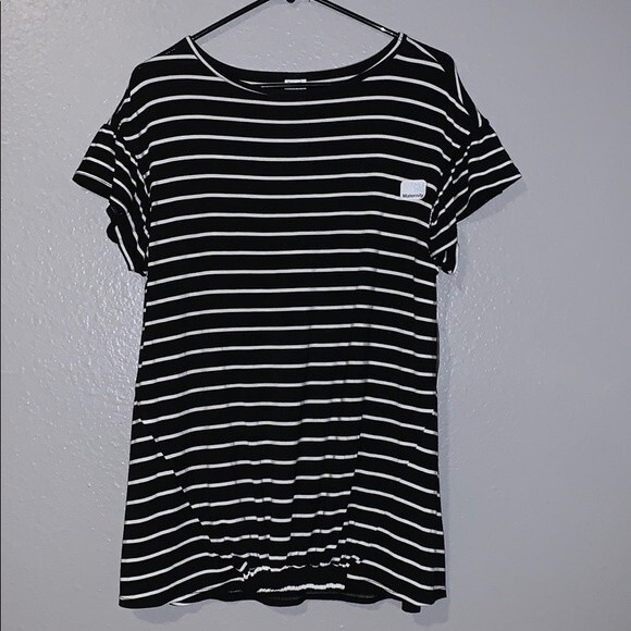 Time and Tru Tops - Maternity Ruffle Stripe Top with Elastic Band